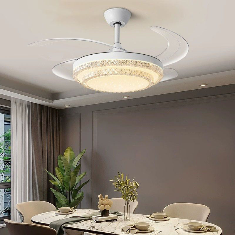 Modern Minimalist Iron Curved LED Ceiling Fan Light for Living Room