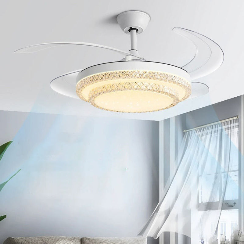 Modern Minimalist Iron Curved LED Ceiling Fan Light for Living Room