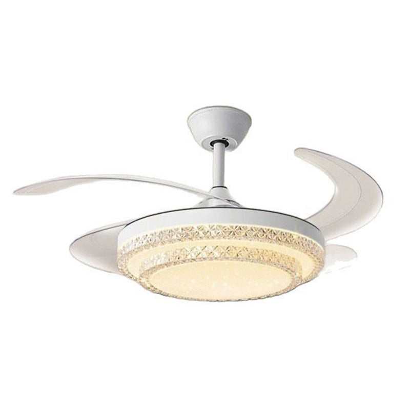 Modern Minimalist Iron Curved LED Ceiling Fan Light for Living Room