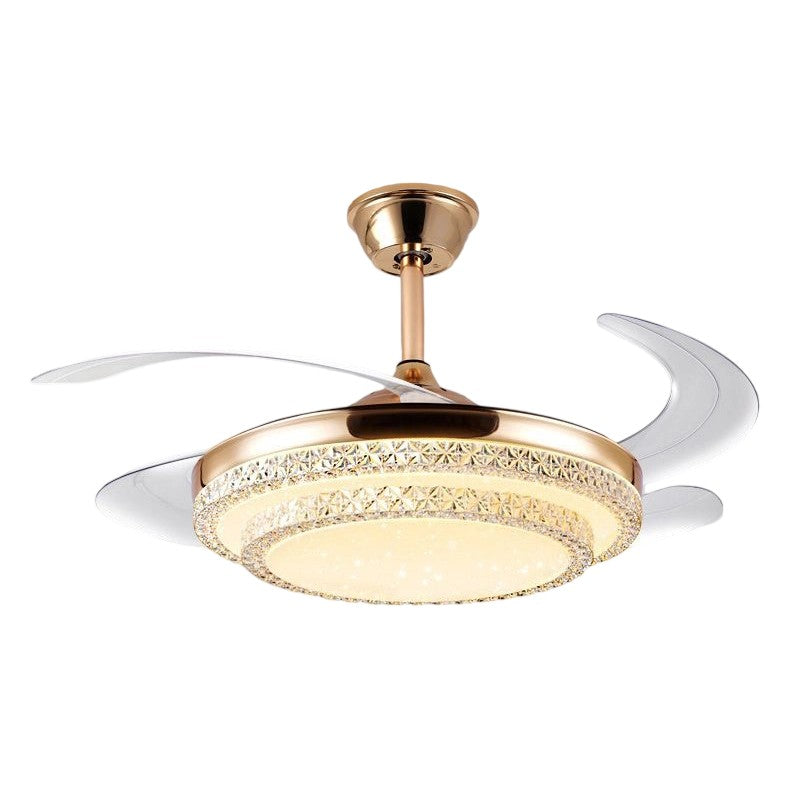 Modern Minimalist Iron Curved LED Ceiling Fan Light for Living Room
