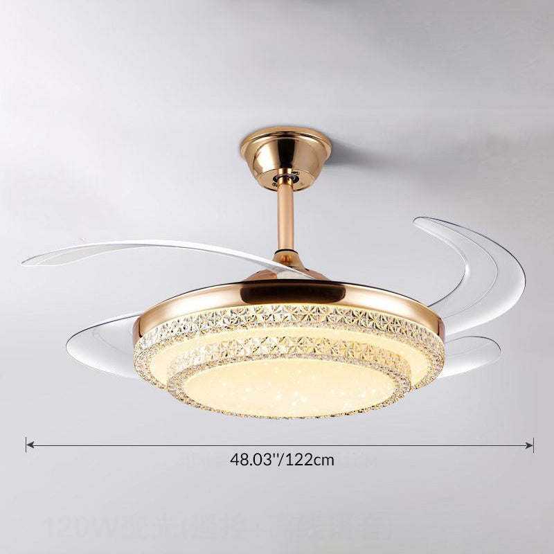 Modern Minimalist Iron Curved LED Ceiling Fan Light for Living Room