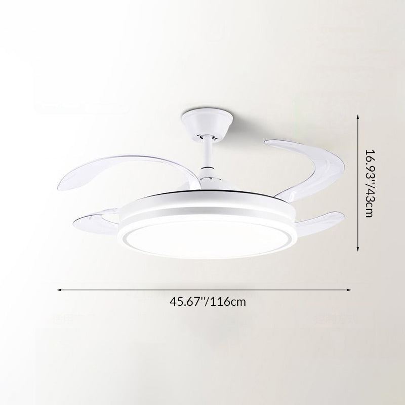 Modern Minimalist LED Ceiling Fan Light - Metal Acrylic Conical Design for Living Room