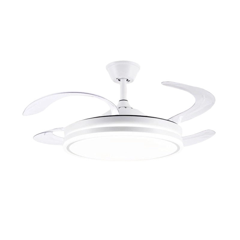 Modern Minimalist LED Ceiling Fan Light - Metal Acrylic Conical Design for Living Room