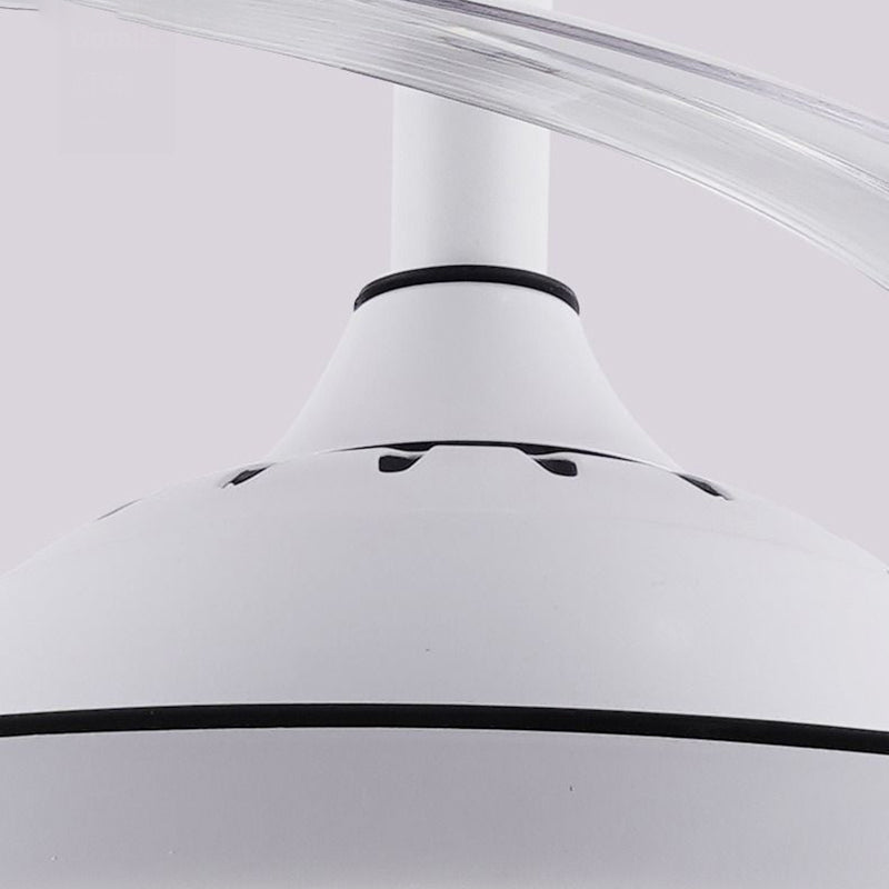Modern Minimalist LED Ceiling Fan Light - Metal Acrylic Conical Design for Living Room