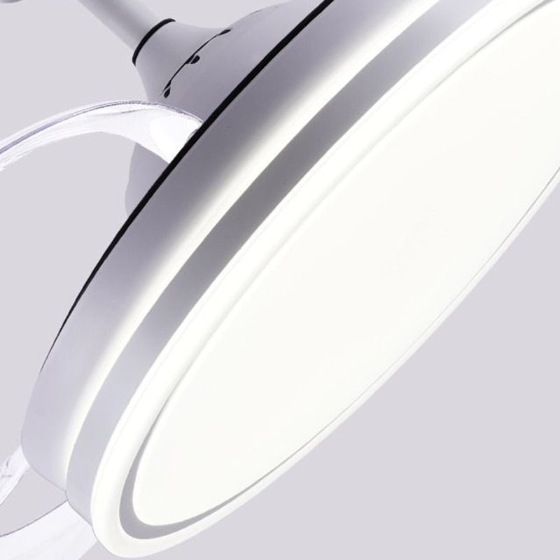 Modern Minimalist LED Ceiling Fan Light - Metal Acrylic Conical Design for Living Room