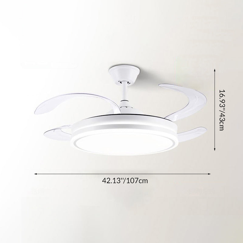 Modern Minimalist LED Ceiling Fan Light - Metal Acrylic Conical Design for Living Room