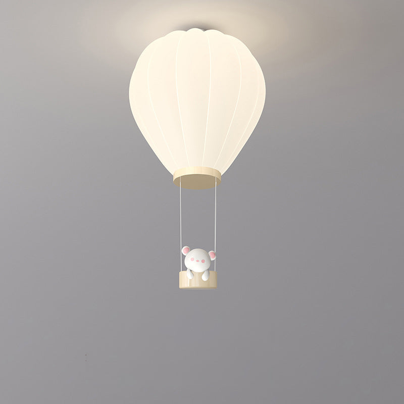 Modern Art Deco Iron PE Kids Hot Air Balloon Cartoon Round LED Flush Mount Ceiling Light Bedroom Nursery Ceiling Fixture Decor Children’s Room Illumination Stylish Lighting Design Fun Aesthetic Playful Hot Air Balloon Theme Safe Energy-Efficient Child-Fri