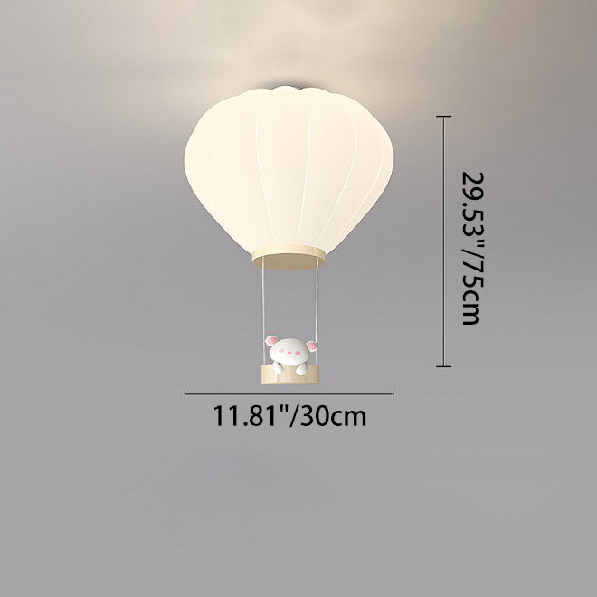 Modern Art Deco Iron PE Kids Hot Air Balloon Cartoon Round LED Flush Mount Ceiling Light Bedroom Nursery Ceiling Fixture Decor Children’s Room Illumination Stylish Lighting Design Fun Aesthetic Playful Hot Air Balloon Theme Safe Energy-Efficient Child-Fri