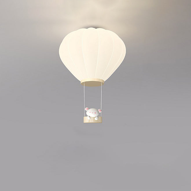 Modern Art Deco Iron PE Kids Hot Air Balloon Cartoon Round LED Flush Mount Ceiling Light Bedroom Nursery Ceiling Fixture Decor Children’s Room Illumination Stylish Lighting Design Fun Aesthetic Playful Hot Air Balloon Theme Safe Energy-Efficient Child-Fri