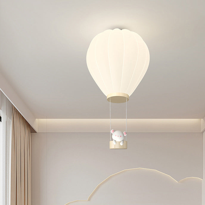 Modern Art Deco Iron PE Kids Hot Air Balloon Cartoon Round LED Flush Mount Ceiling Light Bedroom Nursery Ceiling Fixture Decor Children’s Room Illumination Stylish Lighting Design Fun Aesthetic Playful Hot Air Balloon Theme Safe Energy-Efficient Child-Fri