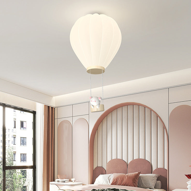 Modern Art Deco Iron PE Kids Hot Air Balloon Cartoon Round LED Flush Mount Ceiling Light Bedroom Nursery Ceiling Fixture Decor Children’s Room Illumination Stylish Lighting Design Fun Aesthetic Playful Hot Air Balloon Theme Safe Energy-Efficient Child-Fri