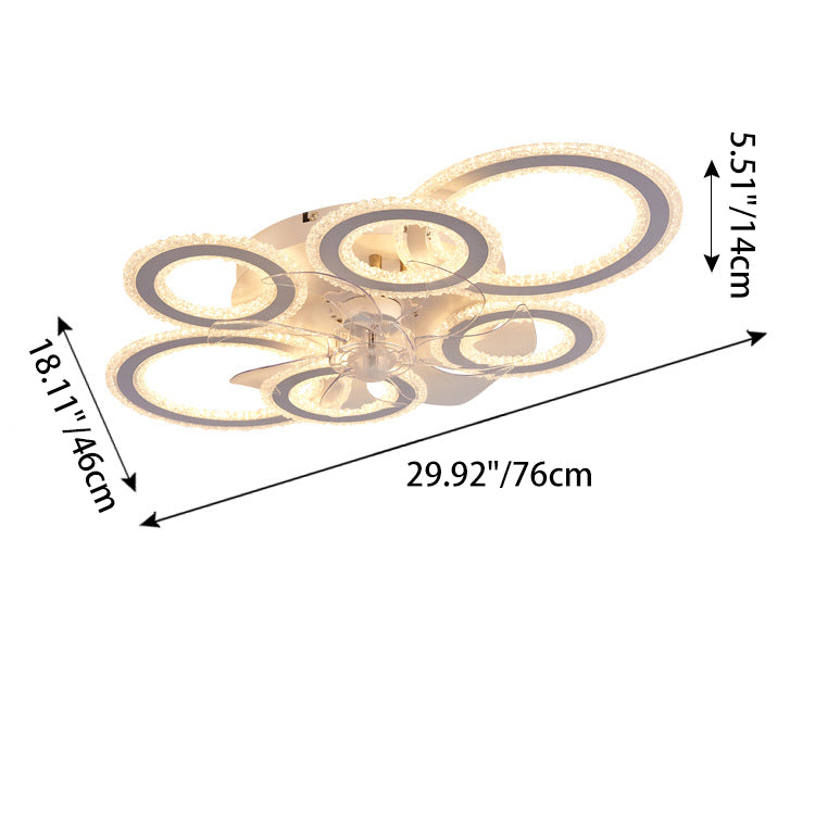 Contemporary Nordic Iron Acrylic Circle LED Ceiling Fan Light - Ideal for Living Room & Bedroom