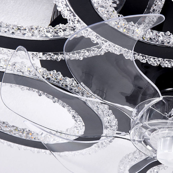 Contemporary Nordic Iron Acrylic Circle LED Ceiling Fan Light - Ideal for Living Room & Bedroom