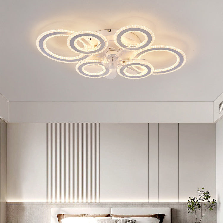 Contemporary Nordic Iron Acrylic Circle LED Ceiling Fan Light - Ideal for Living Room & Bedroom