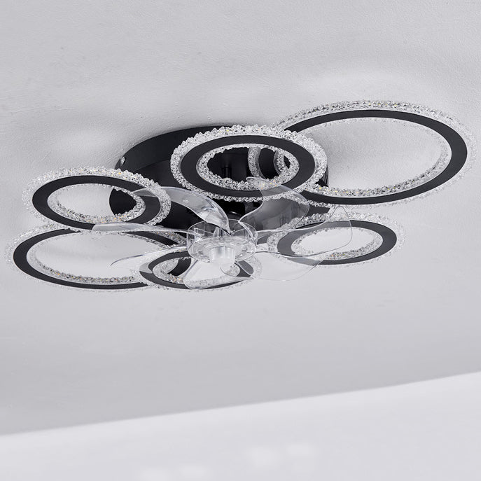 Contemporary Nordic Iron Acrylic Circle LED Ceiling Fan Light - Ideal for Living Room & Bedroom