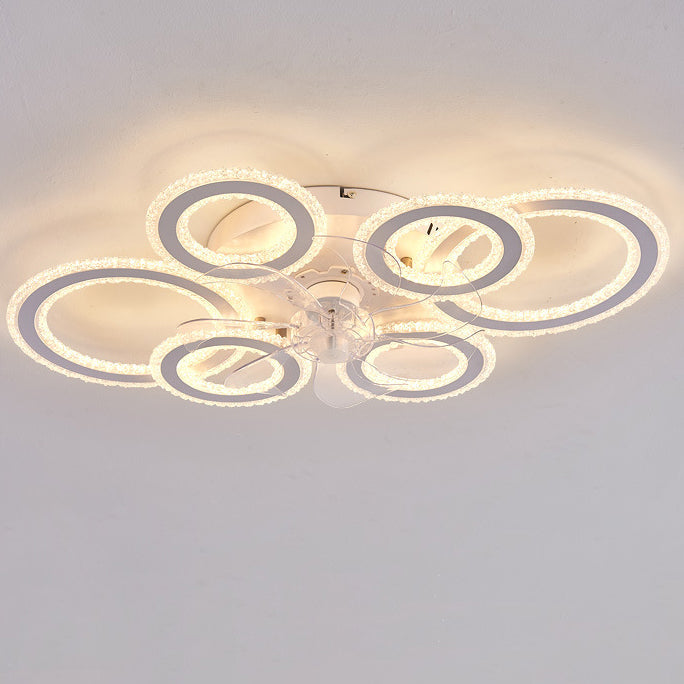 Contemporary Nordic Iron Acrylic Circle LED Ceiling Fan Light - Ideal for Living Room & Bedroom
