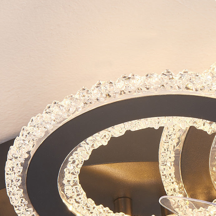Contemporary Nordic Iron Acrylic Circle LED Ceiling Fan Light - Ideal for Living Room & Bedroom