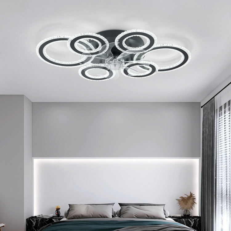 Contemporary Nordic Iron Acrylic Circle LED Ceiling Fan Light - Ideal for Living Room & Bedroom
