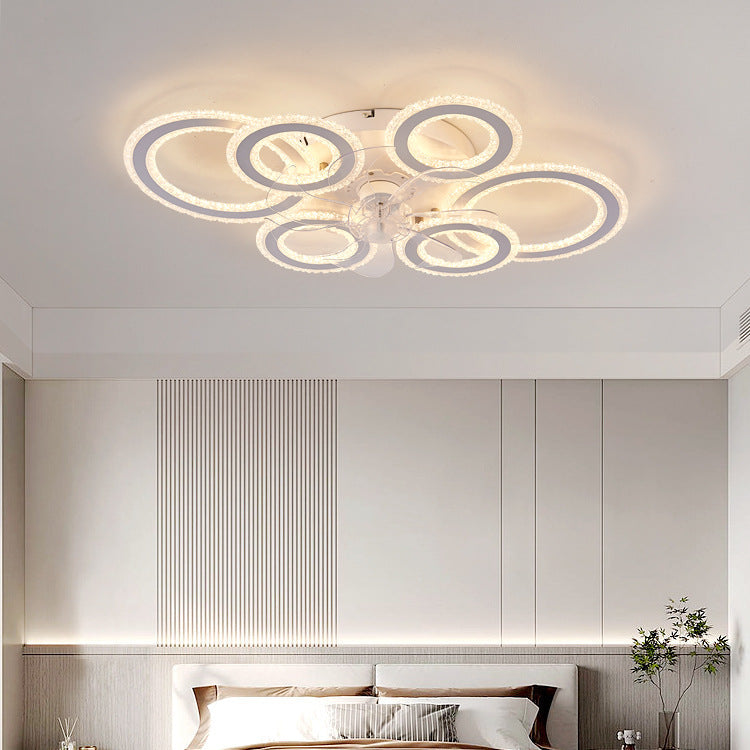 Contemporary Nordic Iron Acrylic Circle LED Ceiling Fan Light - Ideal for Living Room & Bedroom