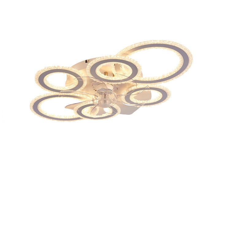 Contemporary Nordic Iron Acrylic Circle LED Ceiling Fan Light - Ideal for Living Room & Bedroom