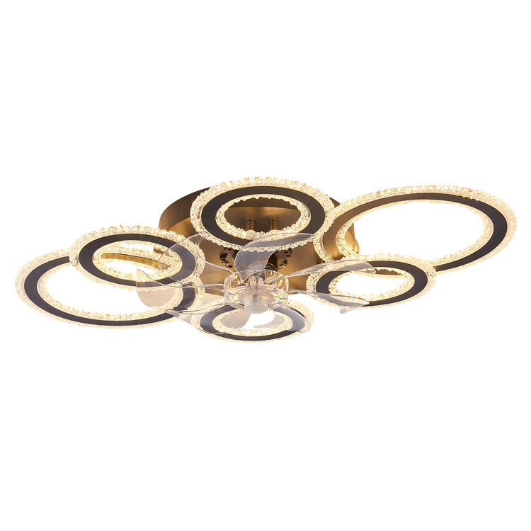 Contemporary Nordic Iron Acrylic Circle LED Ceiling Fan Light - Ideal for Living Room & Bedroom