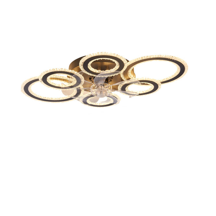 Contemporary Nordic Iron Acrylic Circle LED Ceiling Fan Light - Ideal for Living Room & Bedroom