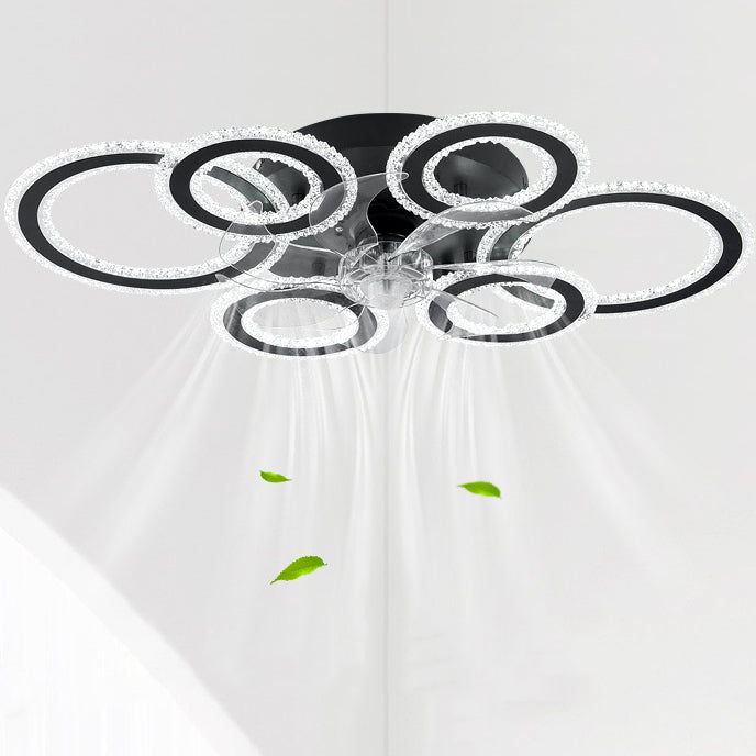 Contemporary Nordic Iron Acrylic Circle LED Ceiling Fan Light - Ideal for Living Room & Bedroom