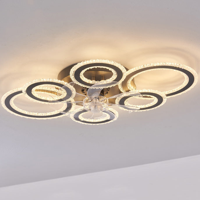 Contemporary Nordic Iron Acrylic Circle LED Ceiling Fan Light - Ideal for Living Room & Bedroom