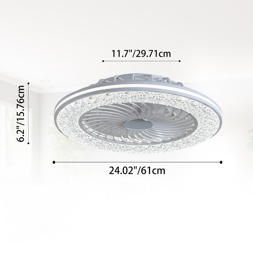 Modern Minimalist Smart LED Ceiling Fan Light - Round ABS & Acrylic Design for Bedroom & Living Room