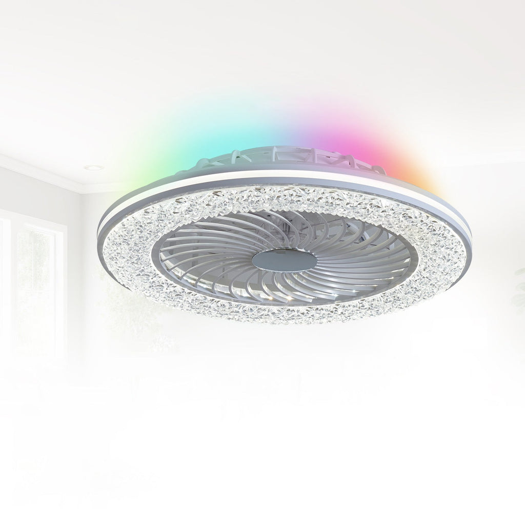 Modern Minimalist Smart LED Ceiling Fan Light - Round ABS & Acrylic Design for Bedroom & Living Room
