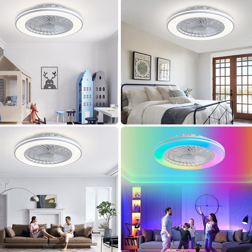 Modern Minimalist Smart LED Ceiling Fan Light - Round ABS & Acrylic Design for Bedroom & Living Room
