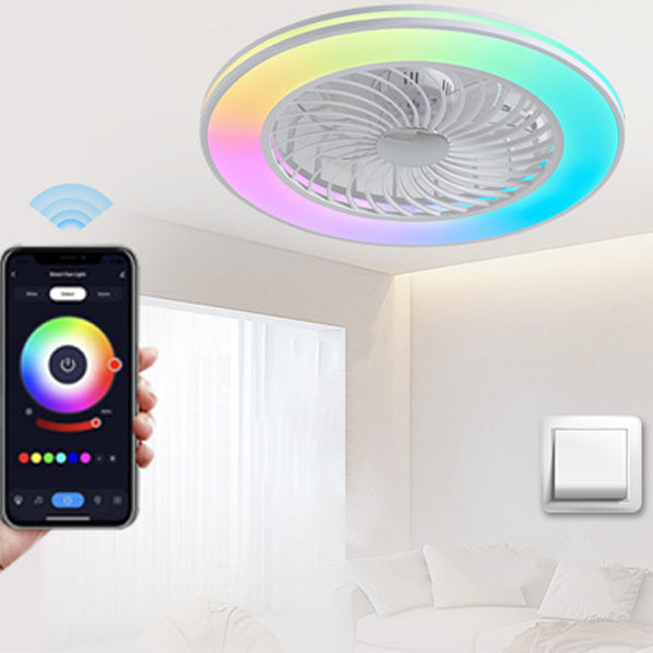 Modern Minimalist Smart LED Ceiling Fan Light - Round ABS & Acrylic Design for Bedroom & Living Room