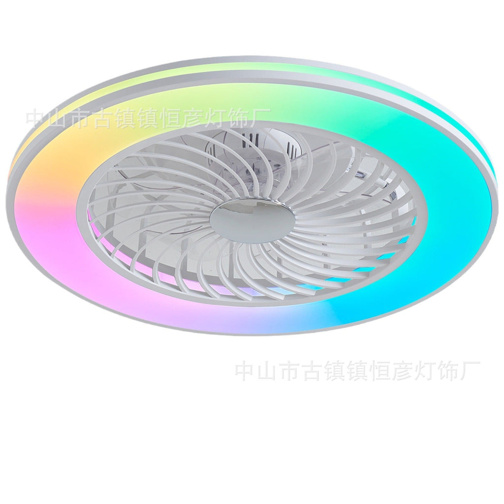 Modern Minimalist Smart LED Ceiling Fan Light - Round ABS & Acrylic Design for Bedroom & Living Room