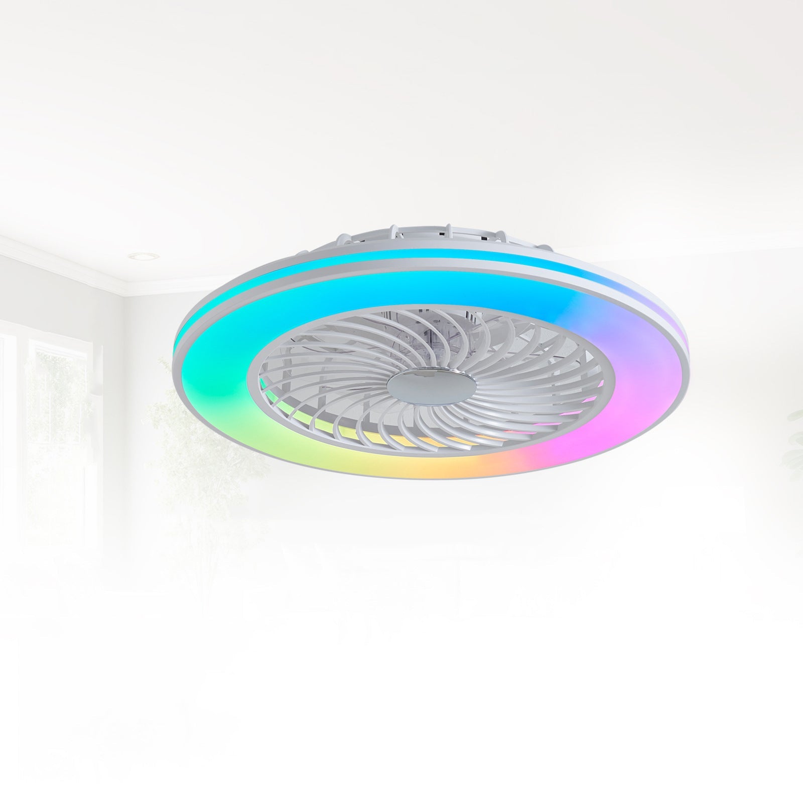 Modern Minimalist Smart LED Ceiling Fan Light - Round ABS & Acrylic Design for Bedroom & Living Room