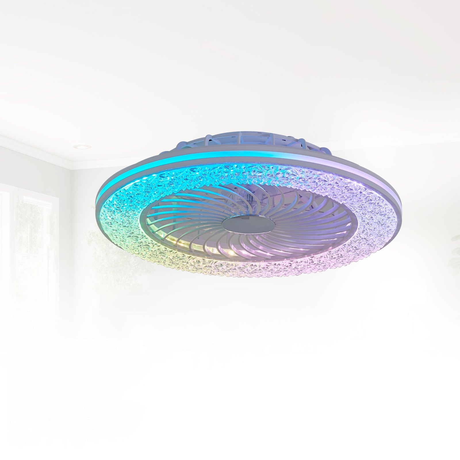 Modern Minimalist Smart LED Ceiling Fan Light - Round ABS & Acrylic Design for Bedroom & Living Room