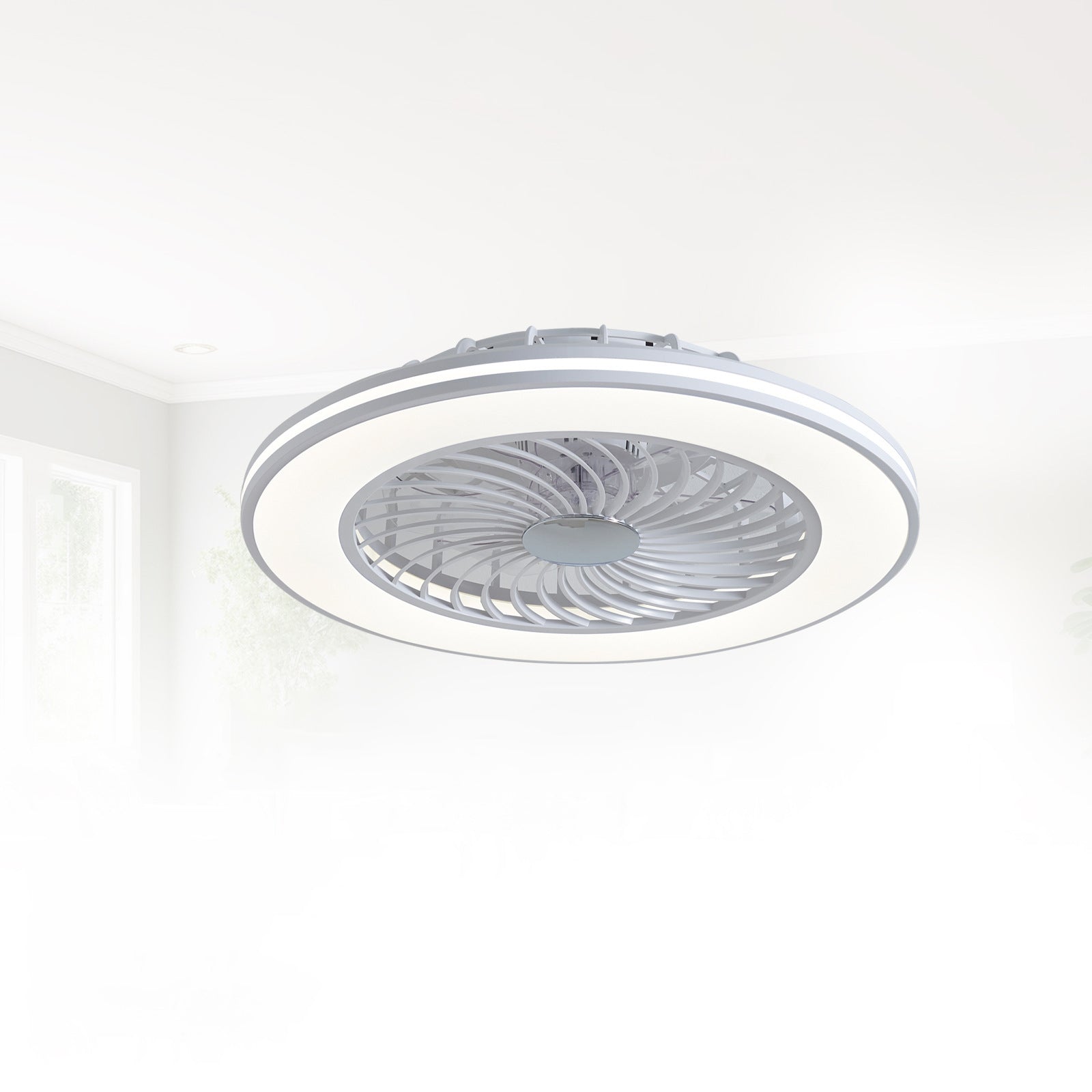 Modern Minimalist Smart LED Ceiling Fan Light - Round ABS & Acrylic Design for Bedroom & Living Room