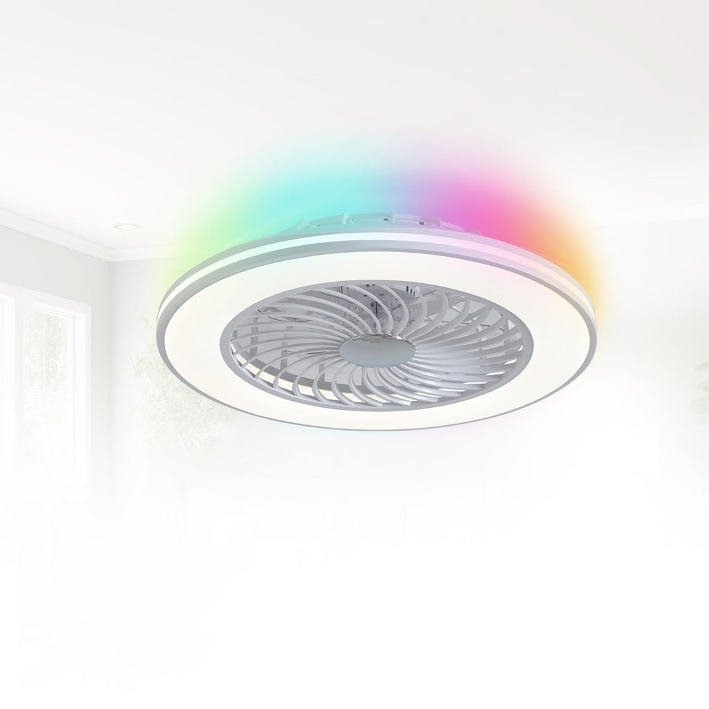 Modern Minimalist Smart LED Ceiling Fan Light - Round ABS & Acrylic Design for Bedroom & Living Room