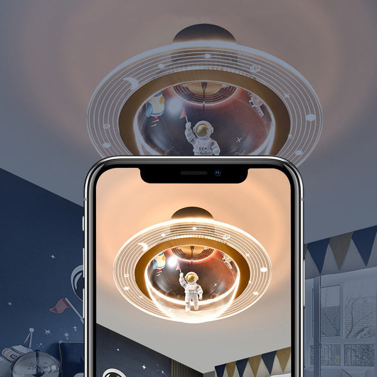 Contemporary Astronaut Globe LED Ceiling Light, Kids Bedroom Semi-Flush Mount Light, Iron Resin Acrylic Space Decor, Creative Space-Themed Lighting for Nursery, Unique Astronaut Design, Modern Children’s Room Illumination, Stylish Bedroom Fixture, Ceiling