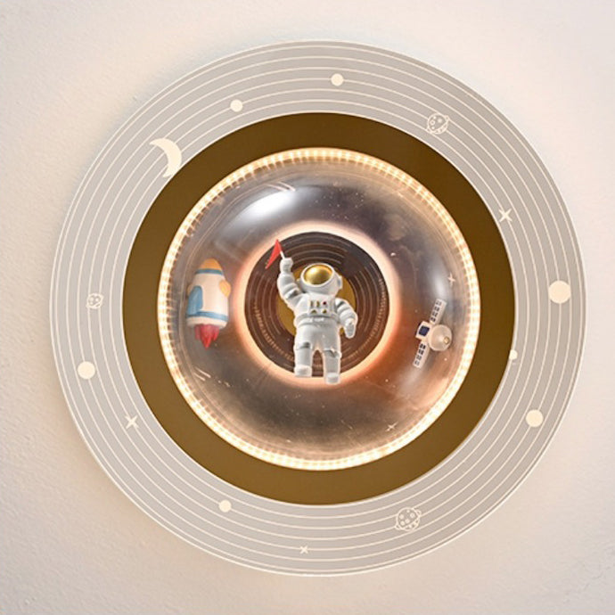 Contemporary Astronaut Globe LED Ceiling Light, Kids Bedroom Semi-Flush Mount Light, Iron Resin Acrylic Space Decor, Creative Space-Themed Lighting for Nursery, Unique Astronaut Design, Modern Children’s Room Illumination, Stylish Bedroom Fixture, Ceiling