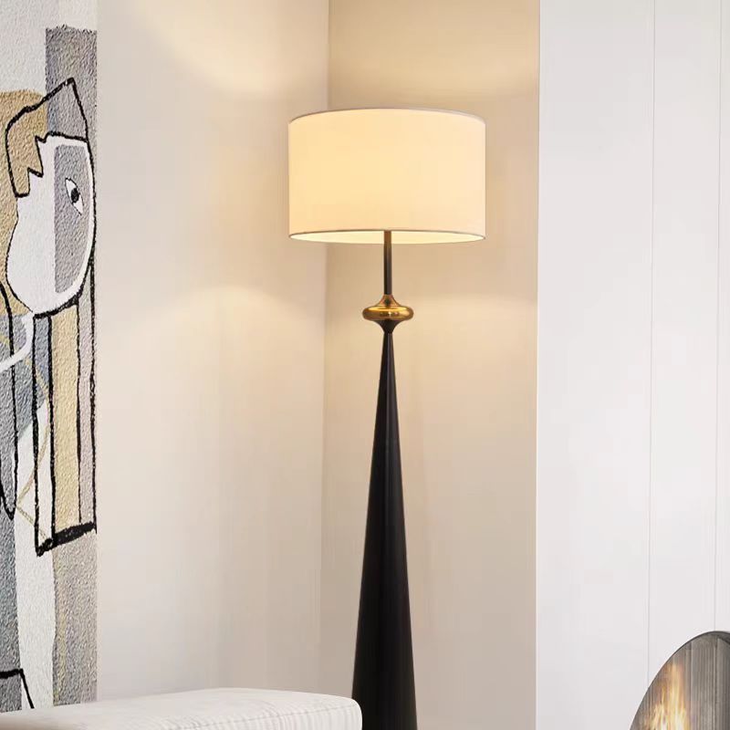 Contemporary Nordic Fabric Iron Column Floor Lamp - 1-Light for Living Room & Bedroom