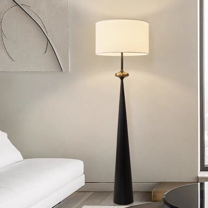 Contemporary Nordic Fabric Iron Column Floor Lamp - 1-Light for Living Room & Bedroom