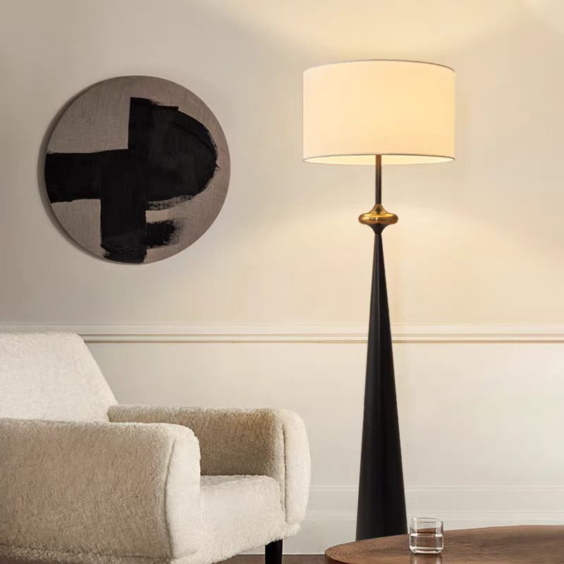 Contemporary Nordic Fabric Iron Column Floor Lamp - 1-Light for Living Room & Bedroom