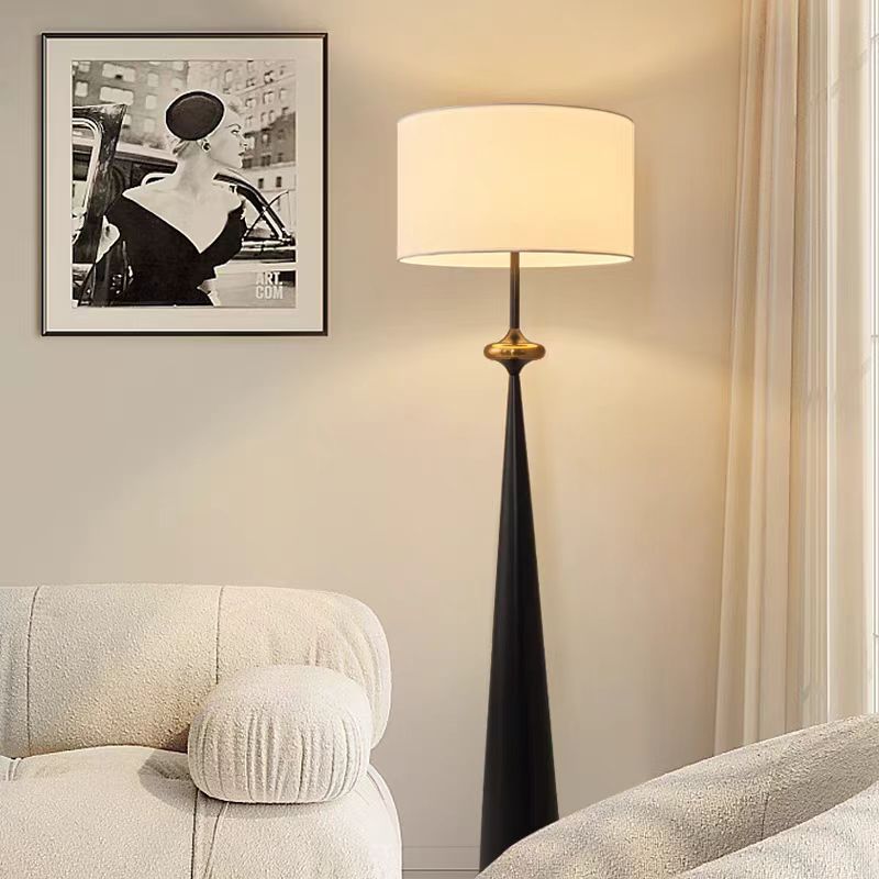 Contemporary Nordic Fabric Iron Column Floor Lamp - 1-Light for Living Room & Bedroom