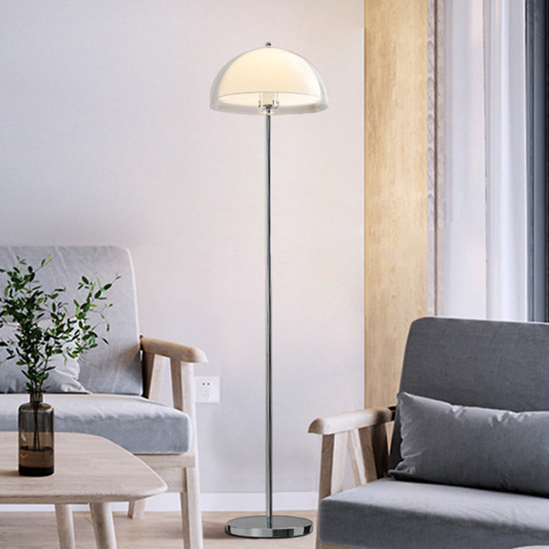 Nordic Iron & Acrylic Dome Floor Lamp - Contemporary 1-Light Design for Living Room & Bedroom