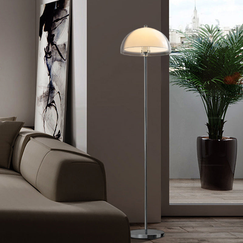 Nordic Iron & Acrylic Dome Floor Lamp - Contemporary 1-Light Design for Living Room & Bedroom