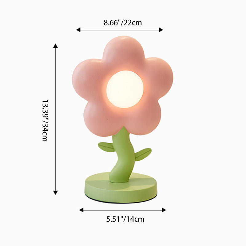 Contemporary Creative USB Kids Resin Iron Floral LED Table Lamp for Bedroom, Adjustable Bedside Lamp, Cute Night Light for Kids Room, Stylish Decorative Lighting for Girls, Unique Floral Design, Energy-Efficient USB Power, Modern Bedroom Decor, Colorful L