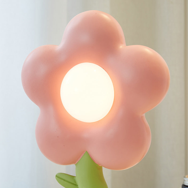 Contemporary Creative USB Kids Resin Iron Floral LED Table Lamp for Bedroom, Adjustable Bedside Lamp, Cute Night Light for Kids Room, Stylish Decorative Lighting for Girls, Unique Floral Design, Energy-Efficient USB Power, Modern Bedroom Decor, Colorful L