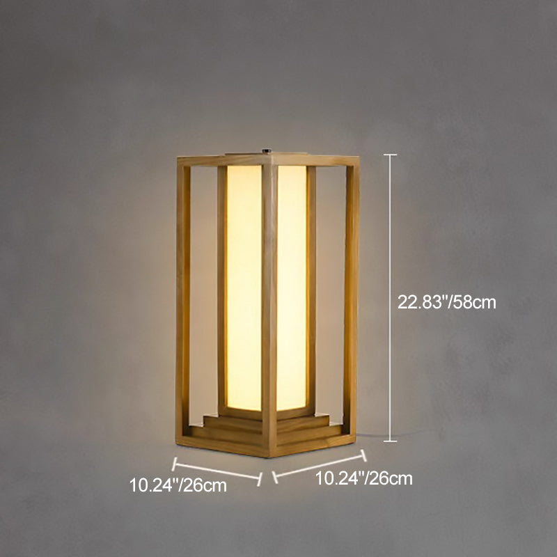Traditional Japanese Ash Wood LED Floor Lamp - Cuboid Design for Living Room & Bedroom Lighting