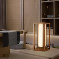 Traditional Japanese Ash Wood LED Floor Lamp - Cuboid Design for Living Room & Bedroom Lighting