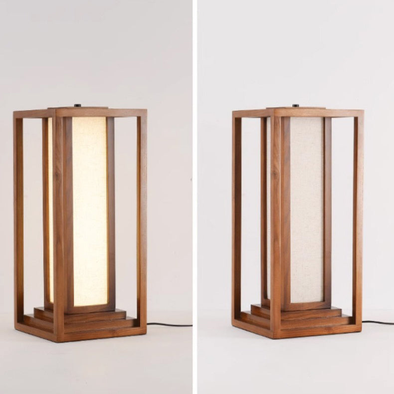 Traditional Japanese Ash Wood LED Floor Lamp - Cuboid Design for Living Room & Bedroom Lighting